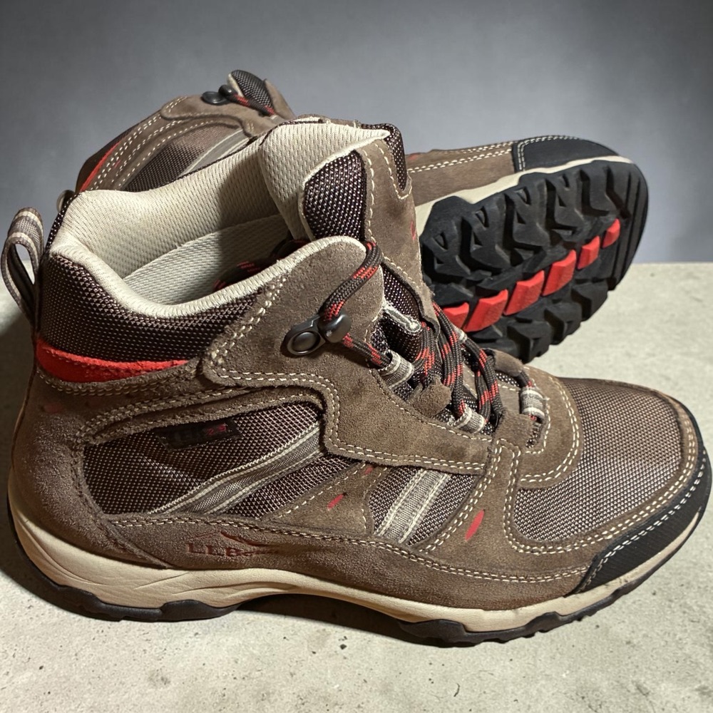 LL Bean Trail Model 4 Waterproof Hiking Boots Brown Red 299640 Womens 7 Wide